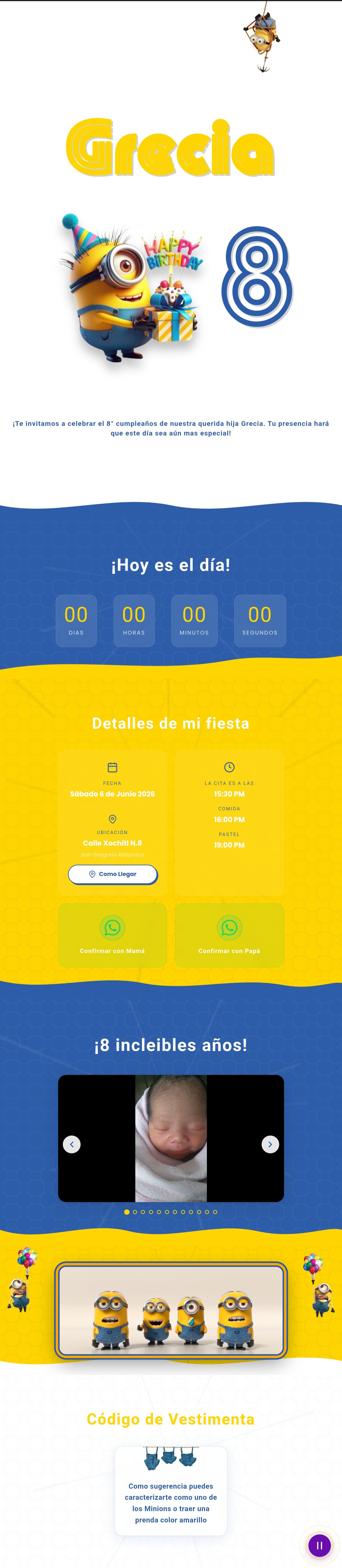 Invitación web Cumpleaños Grecia